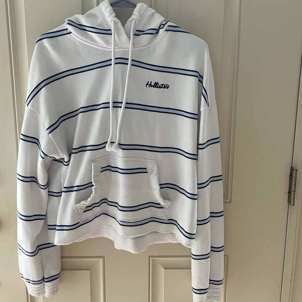 Hollister Striped Cropped Hoodie!